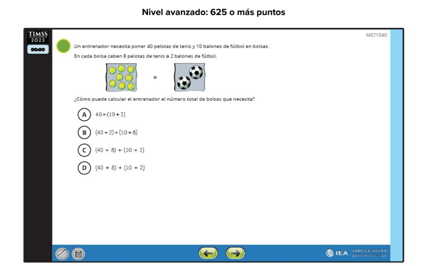 Figura 1. Pregunta nivel avanzado para alumnos de 4.º de Primaria 